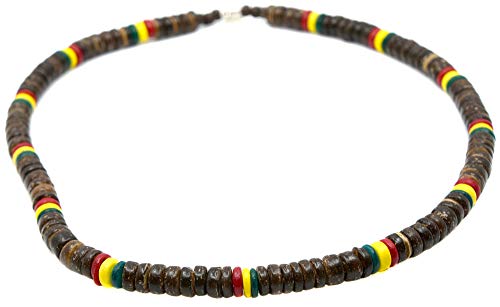 Pendentif Collier Rasta Jamaique Bois De Coco Marron Afrique Surf Surfeur