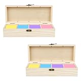 Trendecor 2 Stück Karteikasten Holz, 25x9.5x6.5cm A8 Vokabelbox mit Deckel 4 Fächern Karteikartenbox Holz Organizer für Büro, Schulen und Heim