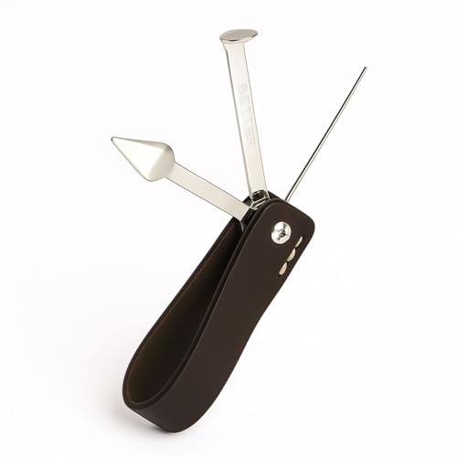 Weedness Bong et Stoppeur de Pipes 8 cm en Métal et Cuir Noir – Ensemble Accessoires de Pipes Nettoyeur de Pipes Étui Grilles
