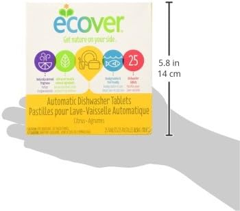 Ecover Naturally Derived Automatic Dishwasher Tablets, Citrus, 25 Count, 17.6 Ounce (Pack of 6)