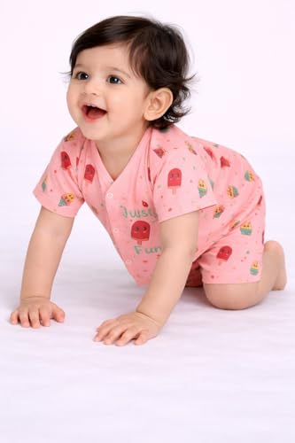 Image of Chandrika Baby Boys & Girls Regular Fit 100% Cotton Half Sleeve Jhabla & Shorts Set Pack of 3