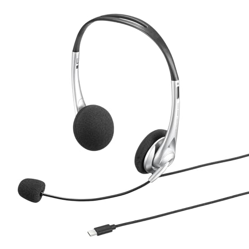 �T�����T�v���C USB Type-C �w�b�h�Z�b�g �P��w�����}�C�N �����I�[�o�[�w�b�h Windows/Mac/Chrome�Ή� MM-HSTC03SV