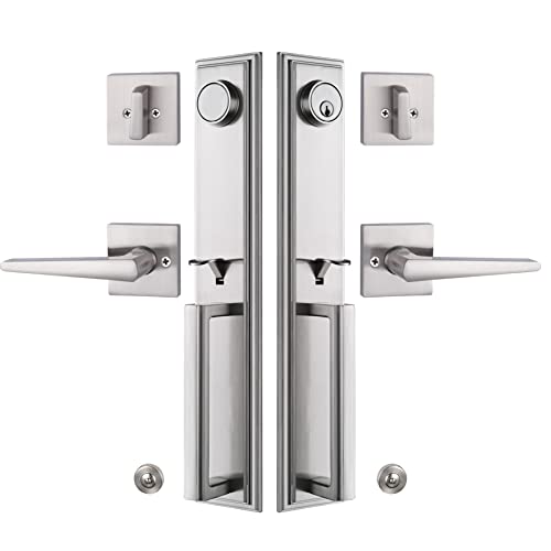 Review Product Silver Double Door Handleset Front Entry Door Lockset