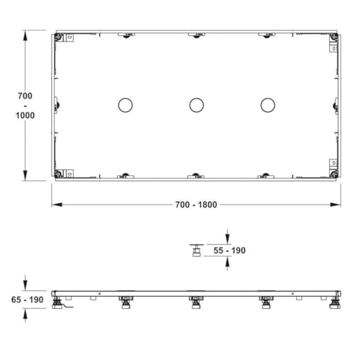Marco de montaje de mineral fundido rectangular XL100/180 para pared empotrable 3
