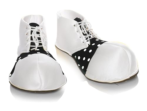 Funny Scary Halloween Clown Shoes - Black & White Adult Lace Front Oversized Clown Shoes (Black & White Clown Shoes)