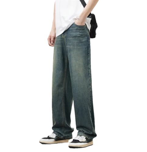 Men's Straight Vintage Jeans Soft Lyocell Casual Trousers Korean Fashion Baggy Denim Pants