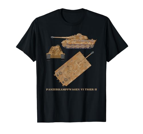 Image of Panzer VI King Royal Tiger II WW2 German Tanks Diagrams T-Shirt