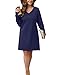 Sampeel Dresses for Women with Side Split Long Sleeve Soft Fashion Tshirt Dress Business Casual Outfits Navy Blue S