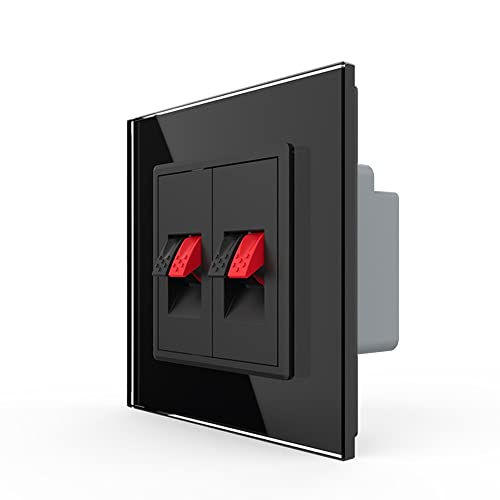 Livolo doppeltes Lautsprecher Anschlussterminal Schwarz/Rot 2x Anschluss für Unterputzmontage mit Glasrahmen in Schwarz VL-FCSD-2BPS01-SR-12-A UP