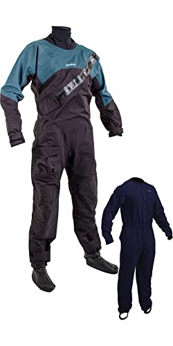 GUL Junior Dartmouth Eclip Zip Drysuit & Free Underfleece GM0389-B9 - Black/Blue Junior Size - JL