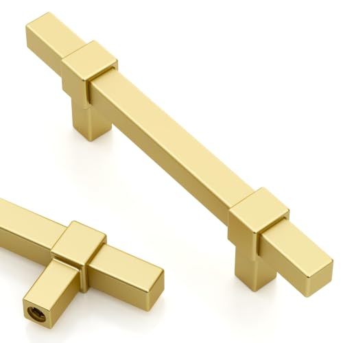 Asidrama 5 Pack 3 inch Brushed Gold Kitchen Cabinet Handles