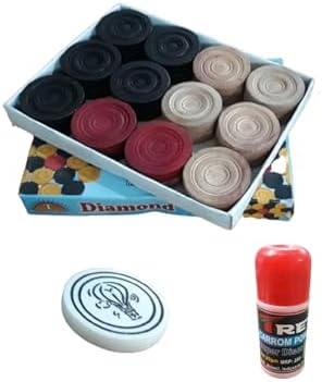 Trex Carrom Board 8Mm Wooden Coins with Striker (Pack of 24 Coins)