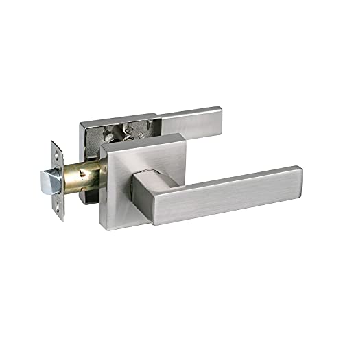 NEWBANG Hall/Closet Lever Handle Lock Satin Nickel Finish-Heavy Duty Door Lock Handle in Silver for Passage Door