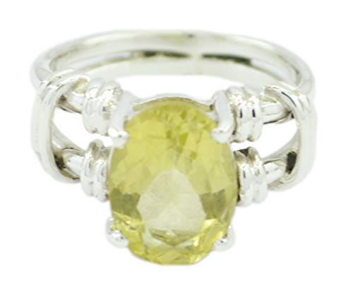 Bague en argent sterling 925 avec grande pierre jaune naturelle RIYO