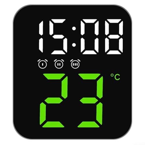 MeevrgR Reloj despertador LED multifunción con indicador de temperatura y fecha, activado por voz, brillo ajustable, alarmas triples, montaje en pared para dormitorio, sala de estar, oficina (luz