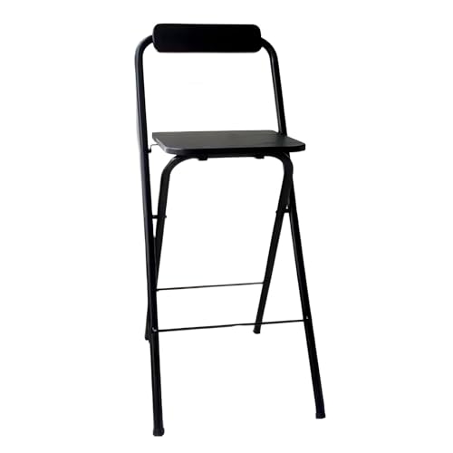 Chaise haute pliable 60cm tabouret bar dossier tapis bois noir
