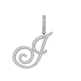 HIJONES Hombres Mujer Acero Inoxidable Collar Inicial Floral Giro Joyería de Encanto Hip Hop de Circonia Plata J