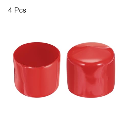 Image of uxcell 4pcs Rubber End Caps 49mm ID Vinyl Round End Cap Cover Screw Thread Protectors Red, 40mm Height