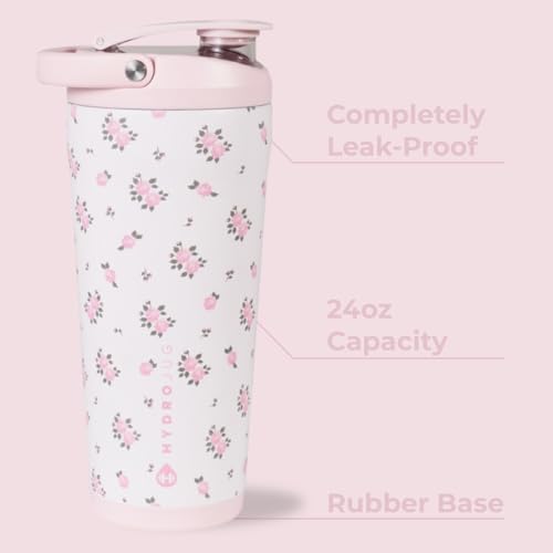 Image of HydroJug Insulated Protein Shaker Bottle 24 oz, Silent Mixing, Wildrose