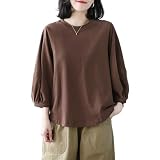 [Gdnelhuonox] tシャツ カットソー レディース トップス クルーネック 夏服 ゆったり 大きいサイズ 大人 通気性 クルーネック ボリューム袖 かわいい 無地 ゆったり おしゃれ シンプル 春 夏 秋
