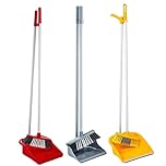 1x Long Handle Dustpan and Brush Set Heavy Duty Upright Broom & Rubber Edge Pan | Assorted Colour Sweeper for Home, Garage, Office No Bending Needed