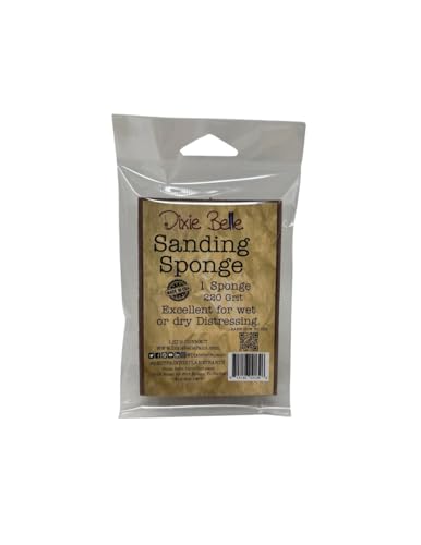Dixie Belle Gray Sanding Sponge – 220 Grit, 4" x 2.75" - Smooth Finish for Chalk Paint, Topcoats, and Distressing - Reusable Hand Sanding Block for DIY Furniture & Craft Projects