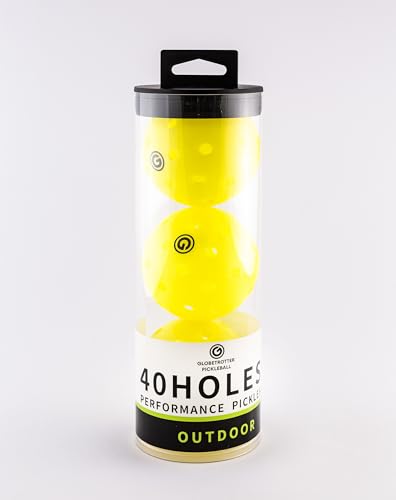 Globetrotter Paddles Outdoor Seamless Pickleballs, 40 Holes, Green, Excellent Quality and Durability (Yellow)