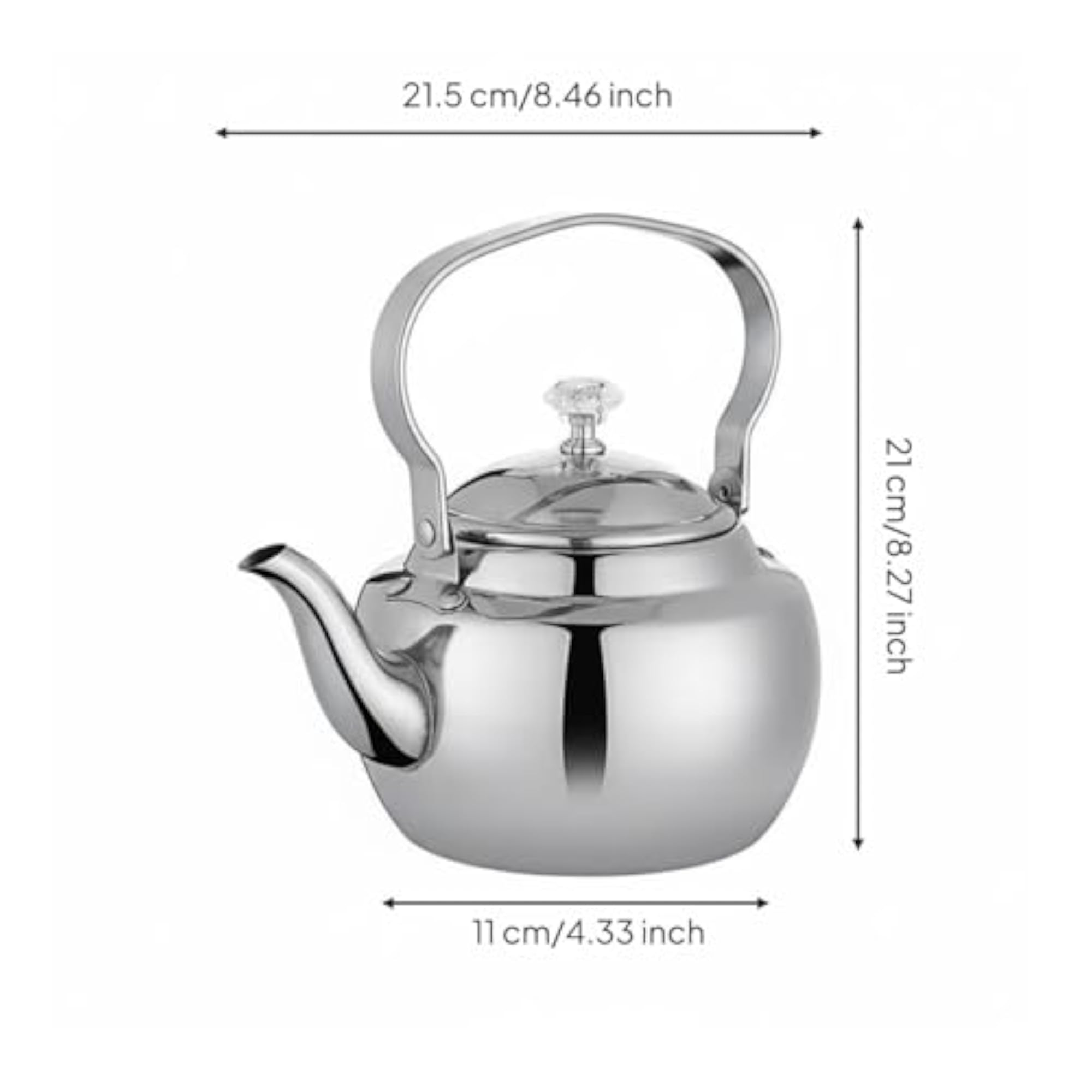 Curved Spout Stainless Steel Tea Kettle, 1.5L