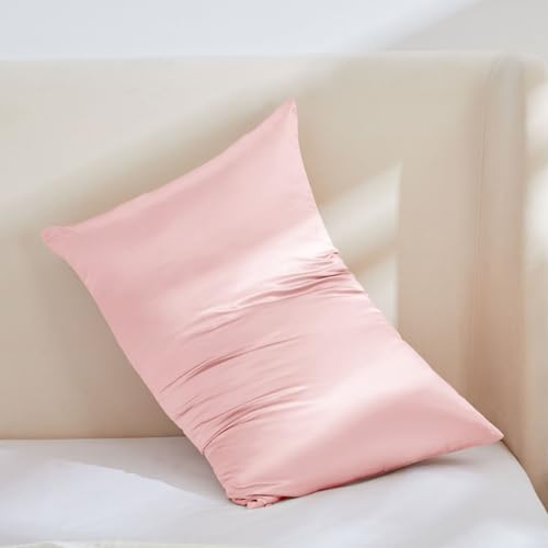 Image of THXSILK 100% Mulberry Silk Pillow Case, 30 Momme Silk Pillowcase for Hair and Skin, Hypoallergenic Soft Breathable Pillow Cover with Hidden Zipper, 1pc(Charming Pink, Standard 20 inchx26 inch)