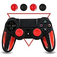 Silicone PS4 Controller Skin - BPA Free Protector Cover Case for Sony PlayStation 4 Controller with Matching Thumb Grips, 2 Sets Camouflage Red