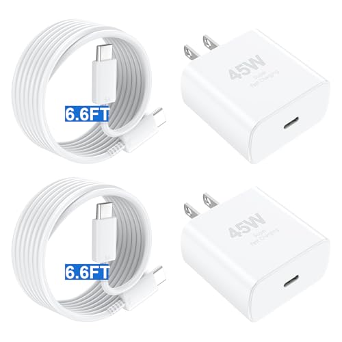 Type C Charger, 2 Pack 45W USB C Wall Charger Super Fast Charging Block & 6.6ft Phone Cable Cord,White