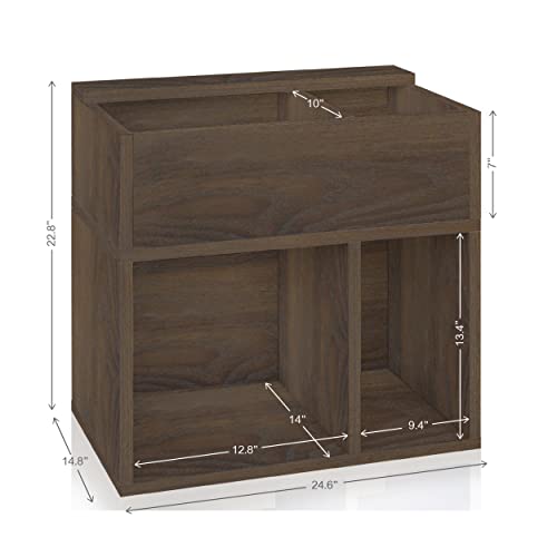 Way Basics 2 Tier Vinyl Record Multi Shelf Lp Records Bookcase, Royal Walnut #TOP2