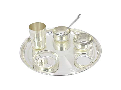 GoldGiftIdeas 12 Inch Silver Plated Glossy Dinner Set for Home, Dinnerware Set for Kitchen, Occasional Gift