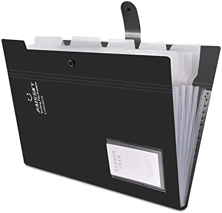 Expanding File Folder, HAISSKY File Organiser A4 Letter Paper Pockets Accordion Document Bag Organizer Wallets Files Folders with Buckle Closure for School Office, 5 Pockets