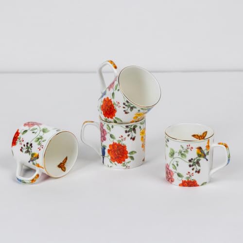Image of GOLDEN QUEEN'S Handcrafted Tea Cups - Set of 6 | Ideal for Everyday Tea and Coffee, Enhancing Your Daily Rituals (Wildflower Garden)