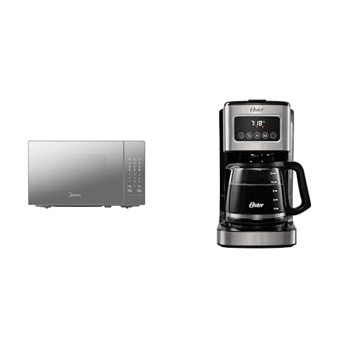La Mejor Lista de Microondas Midea los mejores 5. 48 Midea MMDR07S2MG Horno de Microondas 0.7 Pies Cúbicos 20L Silver Puerta Espejo + Oster Cafetera de Goteo Programable, de 12 Tazas, con Pantalla Táctil, BVSTDC4403