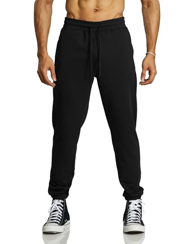 Ouber Men's Workout Sweat Pants Elastic Cuffs Gym Jogger Pants with Zipper Pockets