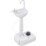 Outsunny Lavabo Portatile da Campeggio con 2 Ruote, Maniglia, Serbatoio Acqua 17L e Serbatoio Sapone 3.5L, 51x33.5x103cm
