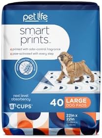 Smart Prints Large Puppy Pads | Dog Pads| Training Pads | Odor Controlling Paw Activated Fragrance | Super Absorbent | Leak Proof | Made in The USA | 22″ x 22″ | 40 Count