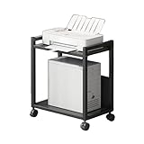 SLLS モバイルプリンタスタンド プリンター台 キャスター付き 机上＆机下ラックプリンタテーブル 書類収納 大容量 オフィス/自宅用 (2段,ブラック)