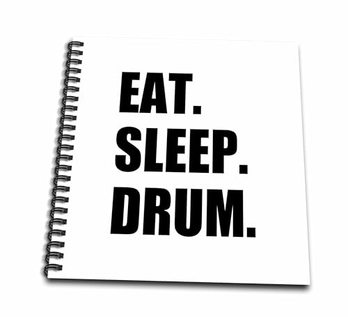 Drawing Book 8 x 8 inch - Eat Sleep Drum - love drumming. Drummer percussionist black text gifts Eat Sleep series
