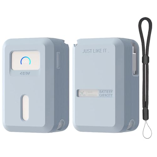 For Anker Nano Power Bank (10000mAh, 45W, 巻取り式 USB-Cケーブル) ケース【LAZIRO】柔らかい シリコン製 衝撃吸収 紛失防止 防水 防塵 軽量 スポーツクールなデザイン スリム ソフト ケースカバー 落