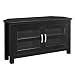 WE Furniture 2 Door Cabinet Corner Wood Stand for TV's up to 48" Living Room Storage, 44-inch, Black