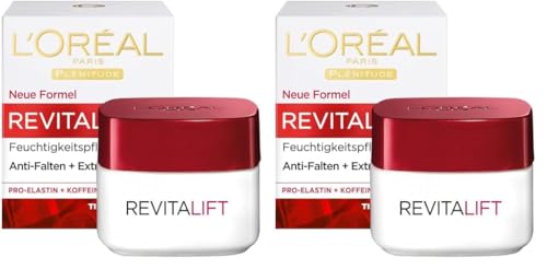 L'Oréal Paris Spezial Augenpflege für Frauen: lässt Tränensäcke abschwellen und Augenringe verschwinden und versorgt mit Feuchtigkeit mit Pro-Elastin & Koffein, Revitalift, 1x 50ml (Packung mit 2)
