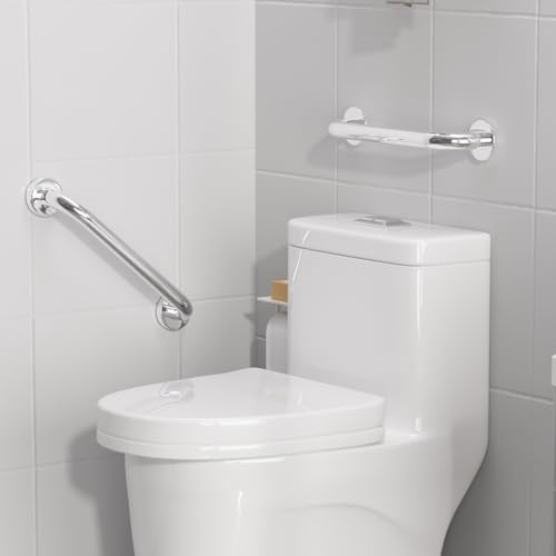 sunzone Uchwyt prysznicowy ze stali nierdzewnej, szyna bezpieczeństwa 40 cm, bezpieczeństwo dla osób niepełnosprawnych w łazience, poręcz do łazienki lub prysznica