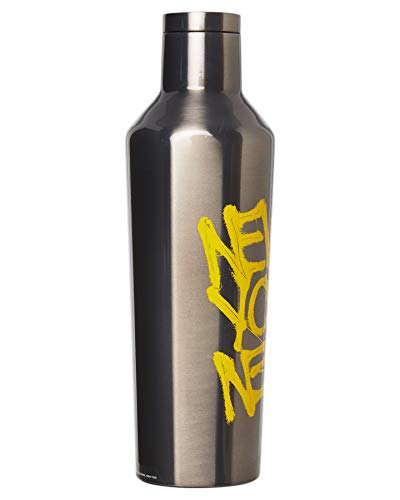 Corkcicle Canteen - Triple Insulated Stainless Steel Bottle with Straw -Keeps Cold for 25+ Hours and Hot for 12 Hours - Leakproof, Reusable, BPA-Free, Dishwasher Safe - Basquiat - New York, 475ml/16oz
