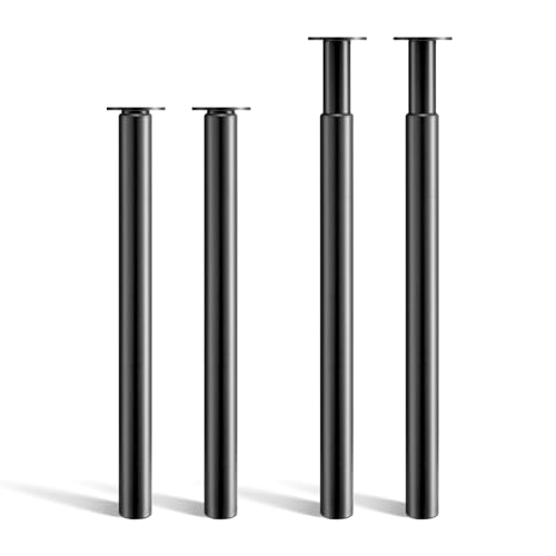CROWNSHOP Table Legs, Adjustable Metal Breakfast Bar Leg, 71-110 cm Height, 60 mm Diameter, Folding Design for Kitchen Worktop, Dining Table (Black, 4PCS)