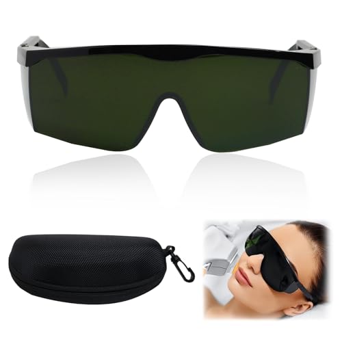 Gafas de Protección Láser, 190nm-2000nm Gafas de Seguridad Láser para Depilación HPL/IPL, Gafas Protectoras para Depilación Luz Pulsada Adecuado y Operador de Cosmetología, Protección UV, con Estuche