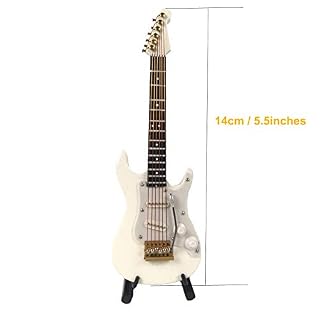 ALANO GE34W-14-S Mini décoration de guitare électrique Blanc - Les Beatles, Paul McCartney, John Lennon, RIngo Starr, George Harrison ALANO GE34W-14-S Mini décoration de guitare électrique Blanc – Image 2