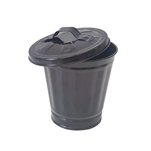 Image of Mini Trash can & Iron Garbage can Pencil Cup Holder 2pcs (Black)